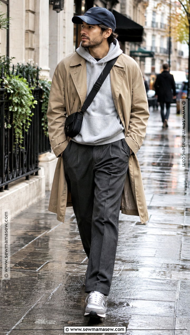 Mens Hoodie Outfit With A Trench Coat - 15 Mens Casual Fall Outfits 2026