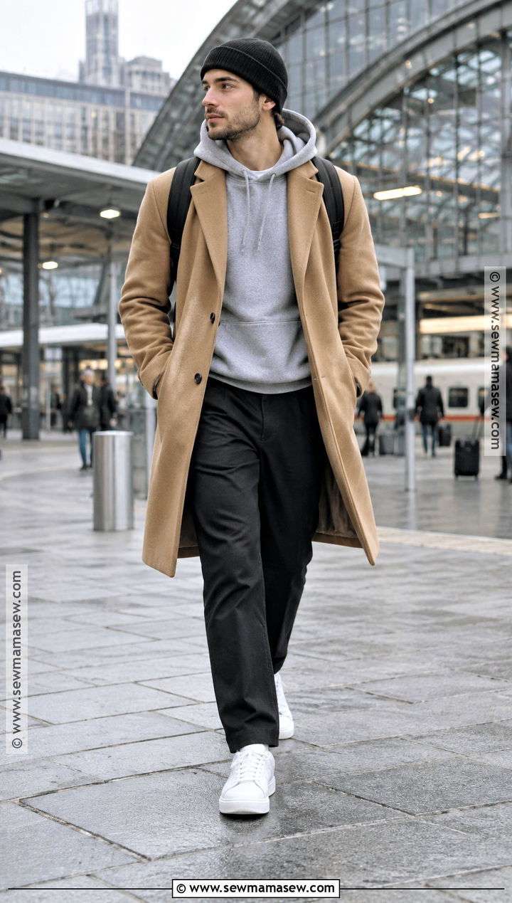 Mens Hoodie and Overcoat Outfit - 25 mens fall fashion ideas
