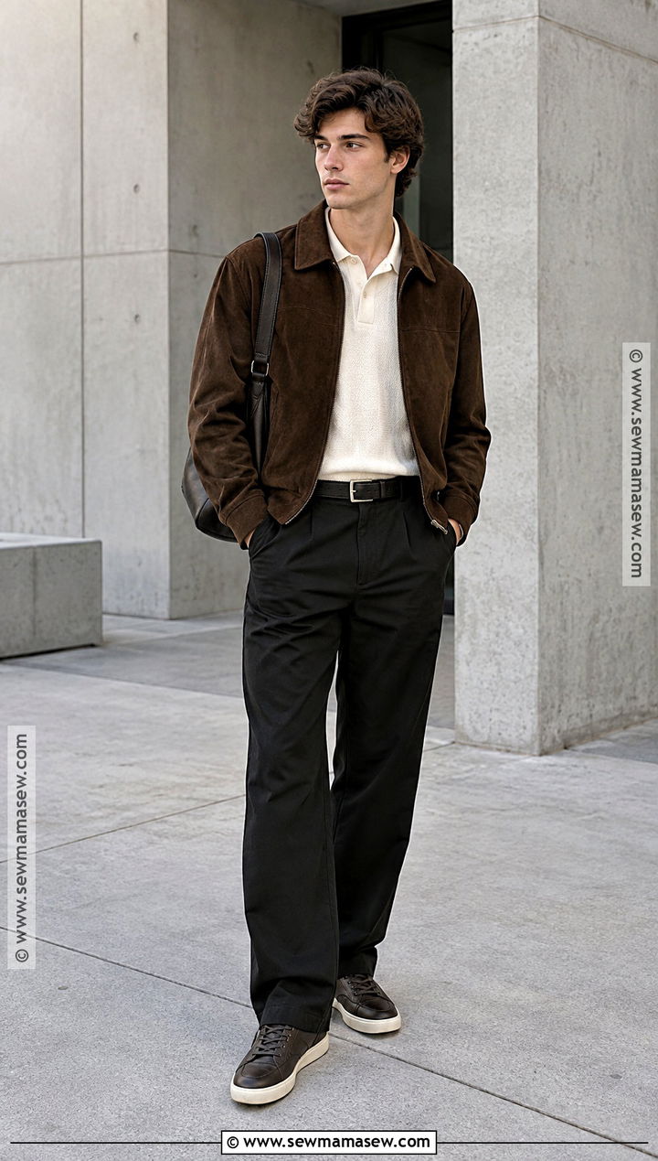 Mens Low Rise Trousers and Cropped Jacket Outfit - 15 Fall Outfits 2026 Trends for Men