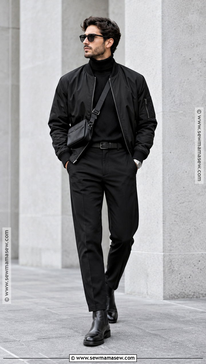 Mens Monochrome Black Fall Outfit - 25 fall outfits men autumn