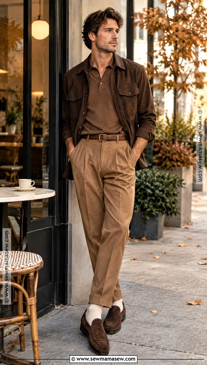 Mens Monochrome Brown Fall Outfit - 15 Fall Aesthetic Mens Outfits