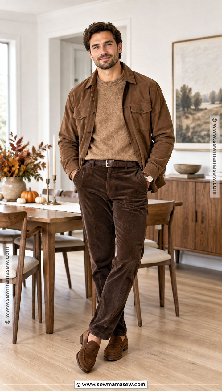 Mens Monochrome Brown Thanksgiving Outfit - 25 Men Thanksgiving Outfit Ideas