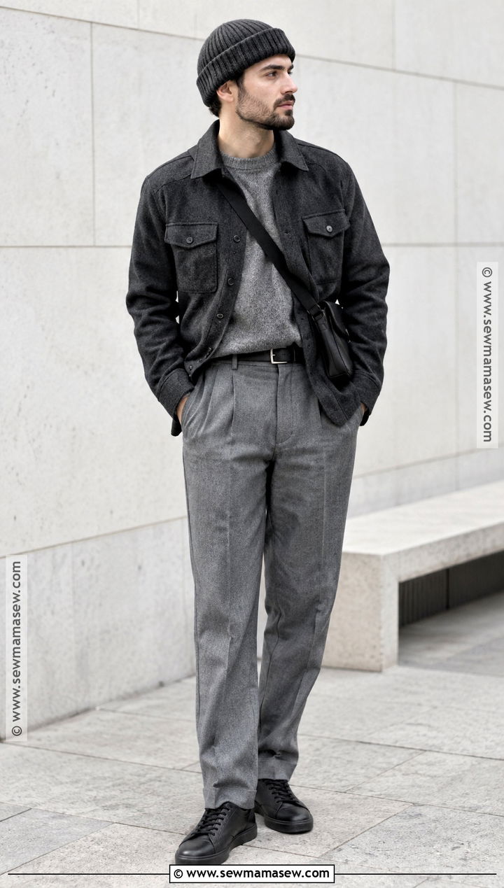 Mens Monochrome Gray Fall Outfit - 20 men fall fits