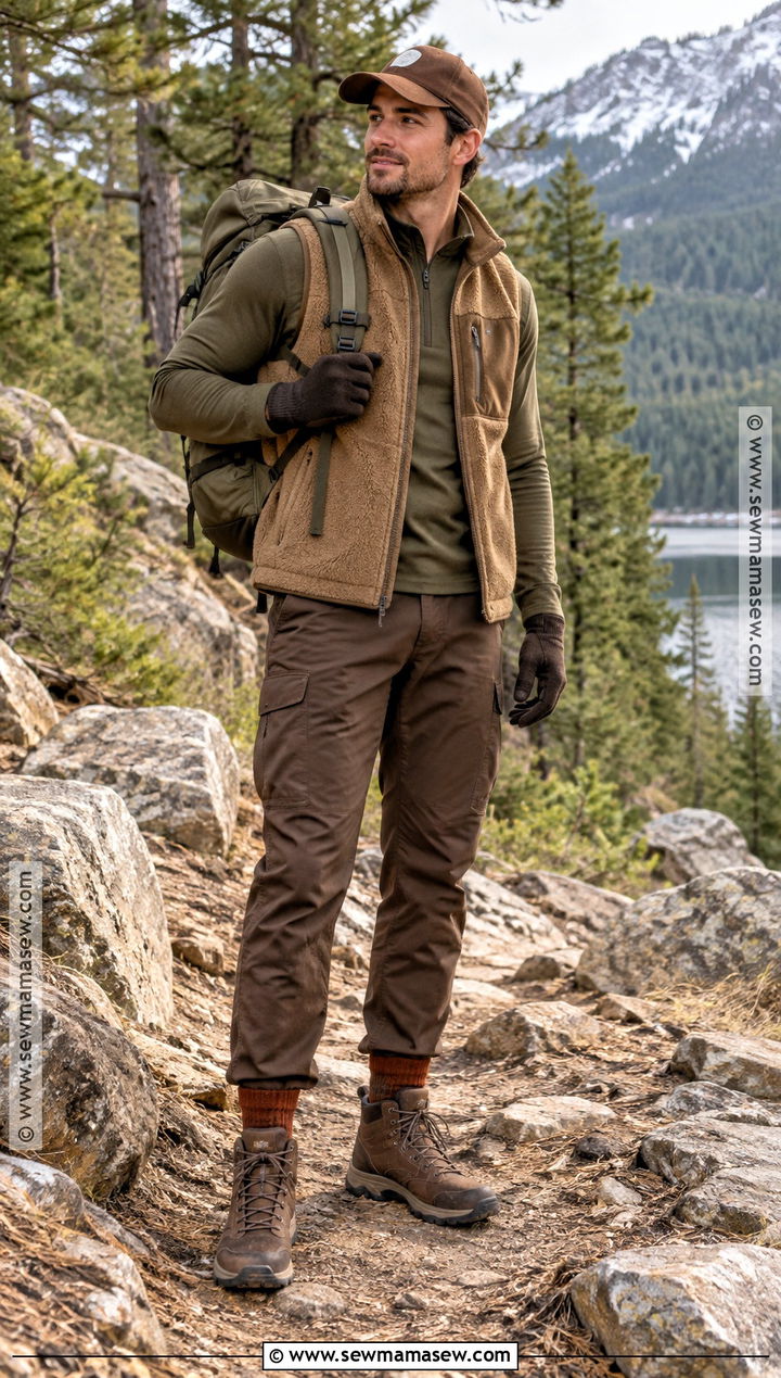 Mens Olive And Brown Fall Hiking Outfit - 15 mens hiking outfit fall ideas