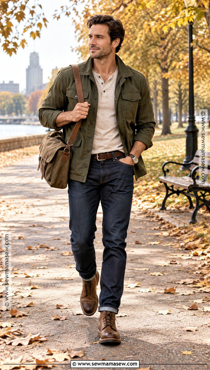 Mens Olive Field Jacket Fall Outfit - 25 fall outfits men autumn