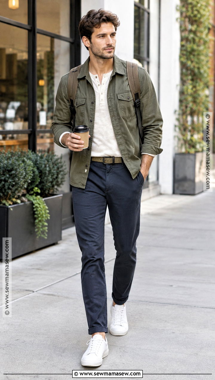 Mens Overshirt And Chinos Fall Outfit - 15 Men's Casual Style Fall Ideas
