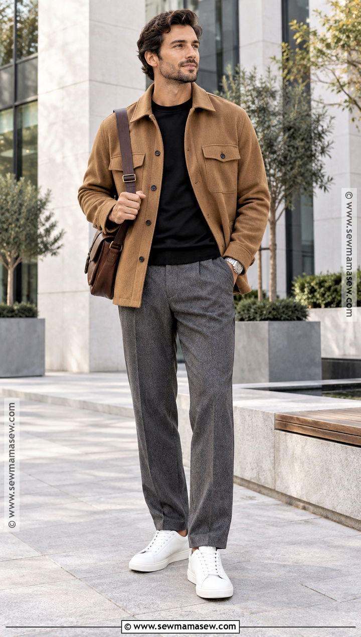 Mens Overshirt And Wool Trousers Fall Outfit - 25 casual fall outfits for men