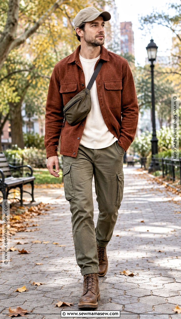 Mens Overshirt and Cargo Pants Fall Outfit - 20 men fall fits