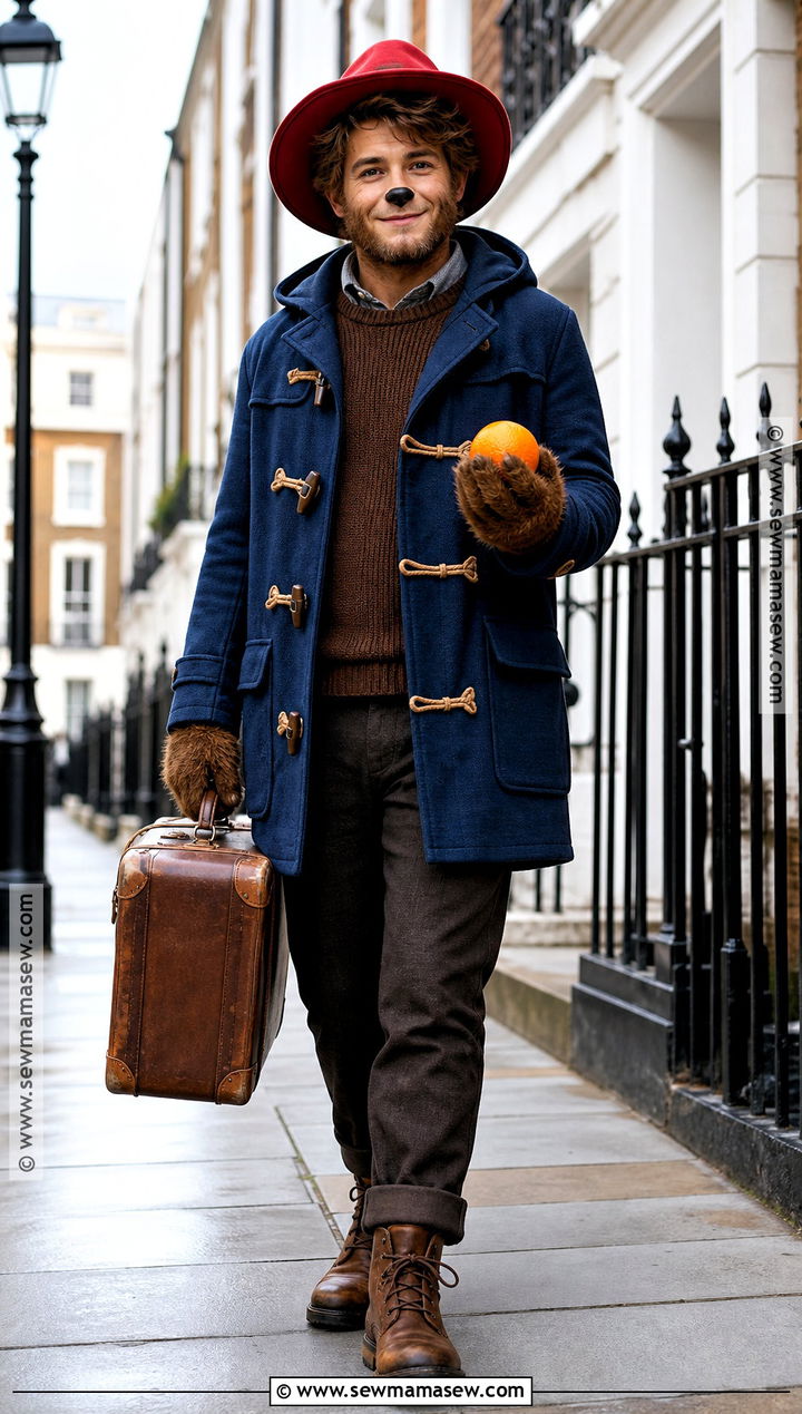 Mens Paddington Costume With Tailored Duffle Coat - 35 paddington halloween costume ideas