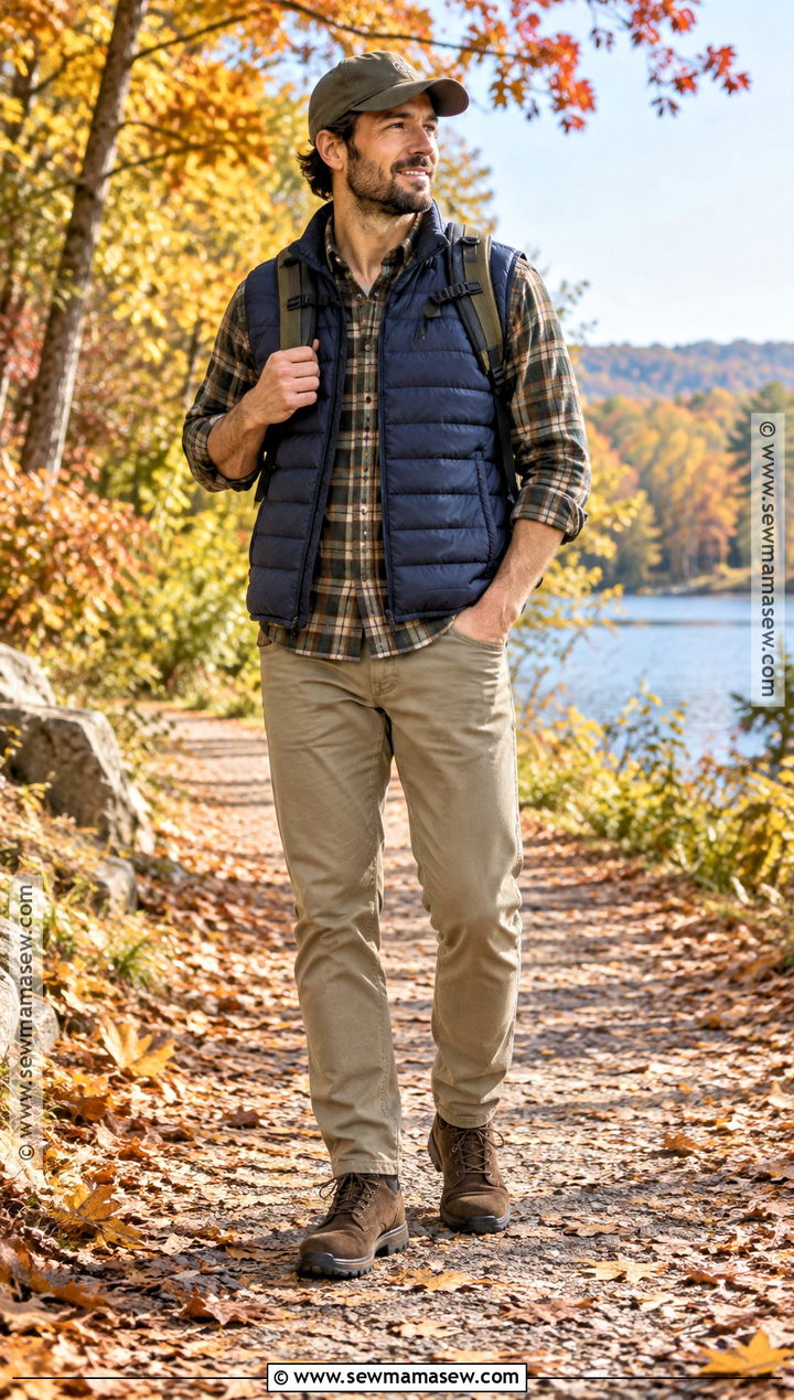 Mens Puffer Vest And Flannel Fall Outfit - 25 casual fall outfits for men