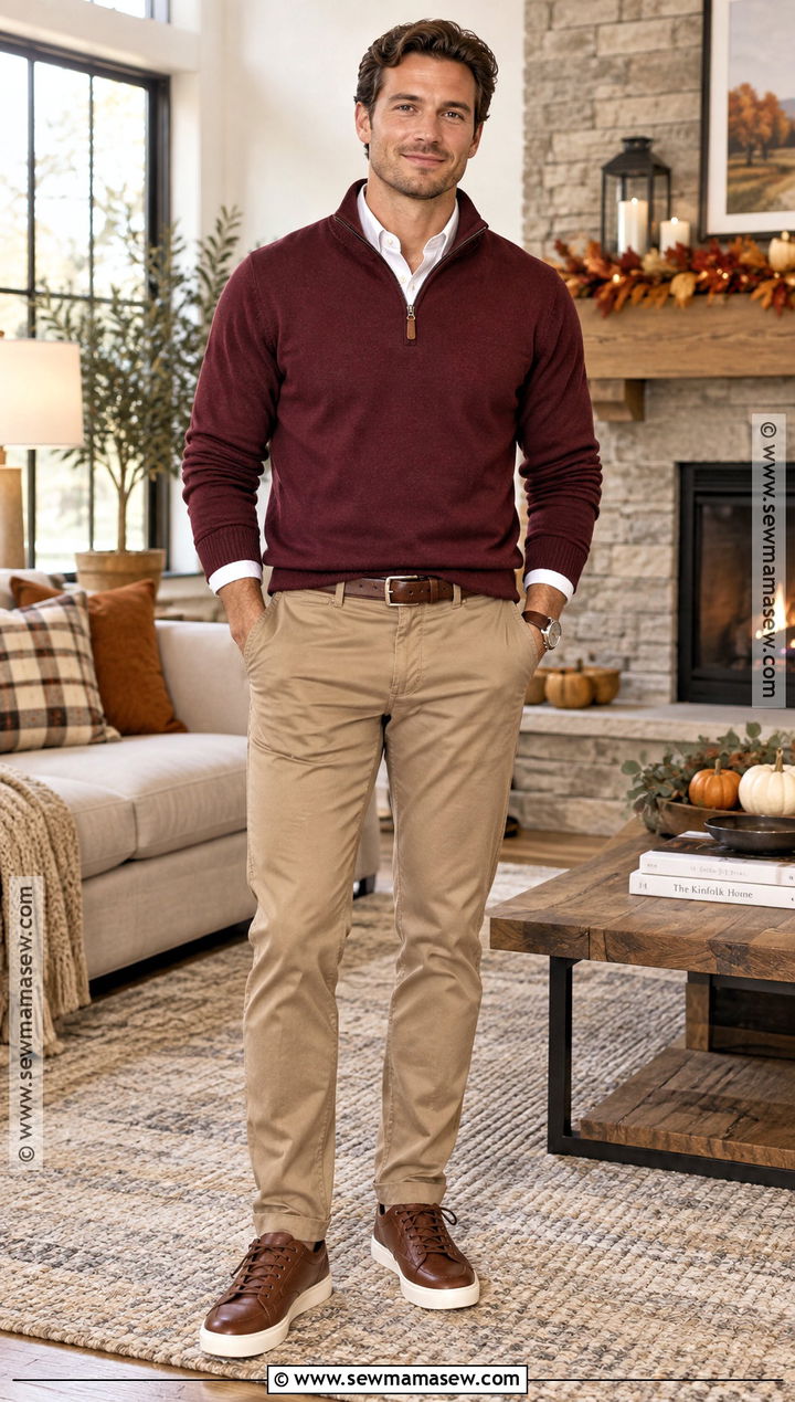 Mens Quarter Zip Thanksgiving Outfit - 25 Men Thanksgiving Outfit Ideas