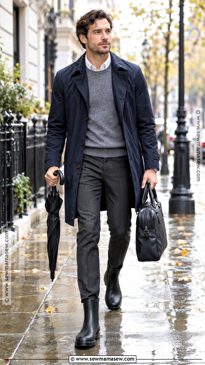 Mens Rain Boots With Trench Coat - 20 men fall shoes