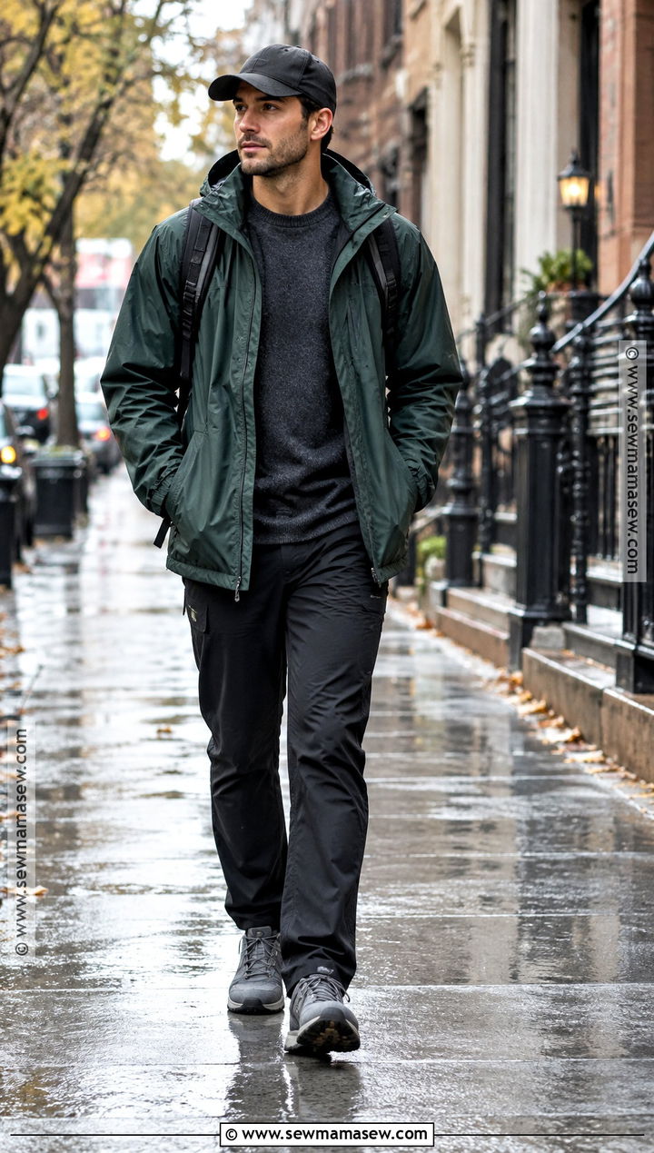 Mens Rain Jacket and Tech Pants Outfit - 25 mens fall fashion ideas