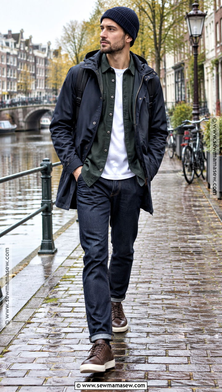 Mens Raincoat Amsterdam Fall Outfit - 15 Mens Europe Fall Outfits