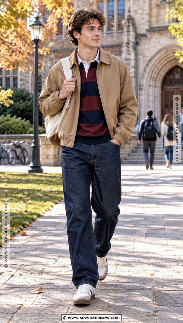 Mens Rugby Shirt And Loose Jeans Outfit - 15 2026 Fall Fashion Trends for Men