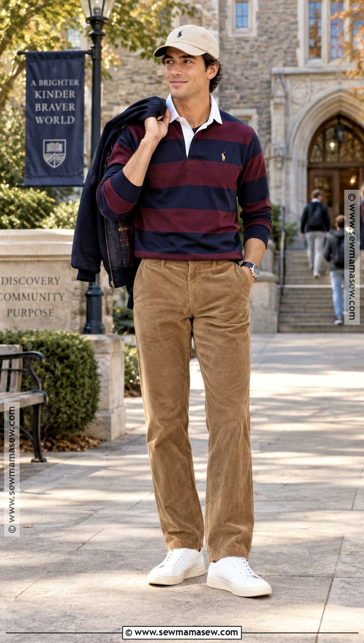 Mens Rugby Shirt With Corduroy Pants - 15 men's fall fashion clothing ideas