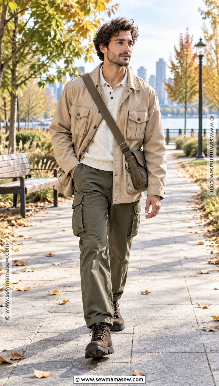 Mens Safari Jacket and Cargo Pants Outfit - 15 fall 2026 mens fashion trends