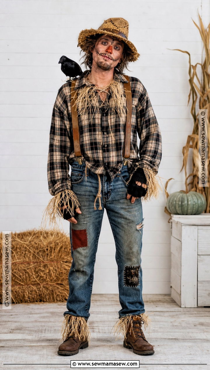 Mens Scarecrow Costume With Suspenders - 50 scarecrow costume ideas