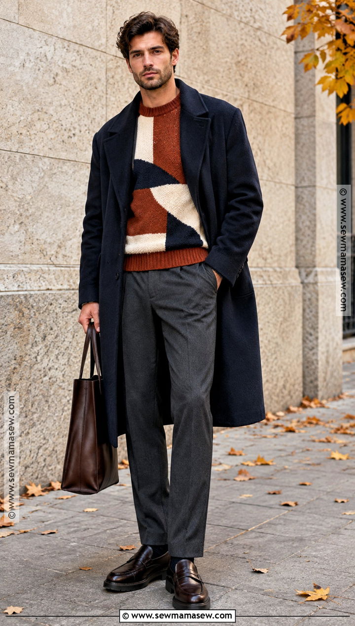 Mens Statement Knit And Straight Leg Pants Outfit - 15 2026 Fall Fashion Trends for Men
