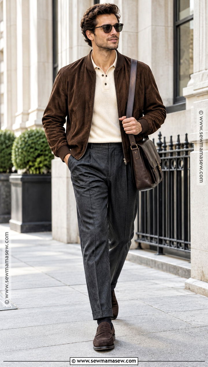 Mens Suede Bomber Jacket Fall Outfit - 25 mens outfits fall