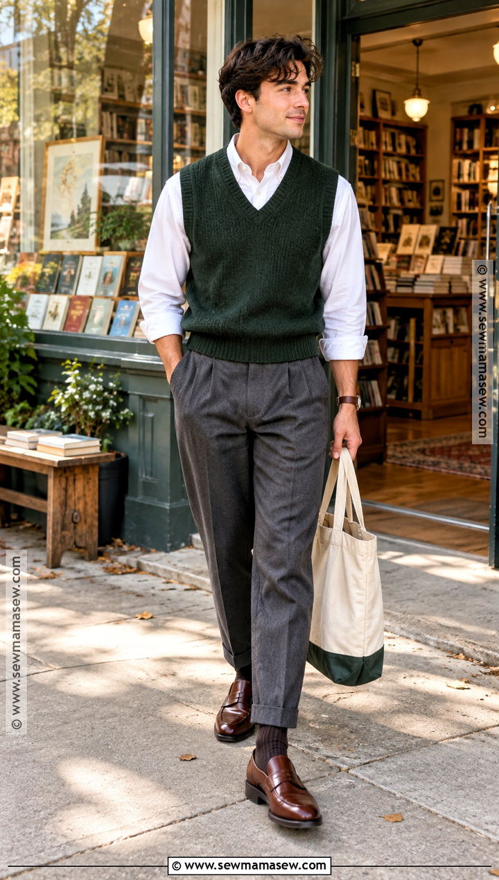 Mens Sweater Vest And Oxford Shirt Fall Outfit - 15 fall male outfits casual