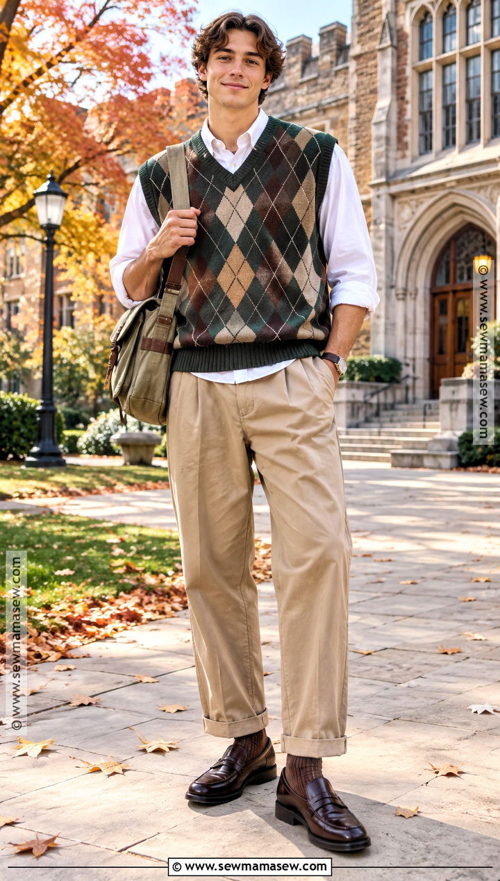 Mens Sweater Vest and Chinos Outfit - 15 fall 2026 mens fashion trends