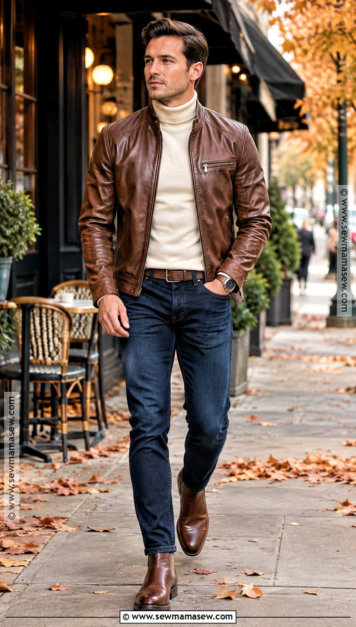 Mens Thanksgiving Leather Jacket Outfit - 20 man thanksgiving outfit ideas