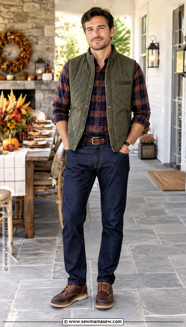 Mens Thanksgiving Quilted Vest Outfit - 20 man thanksgiving outfit ideas