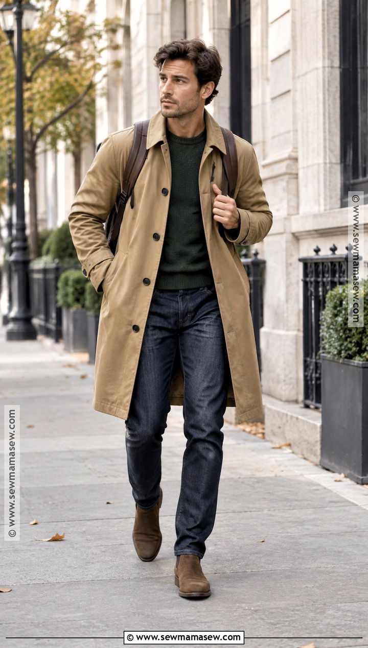 Mens Trench Coat And Jeans Fall Outfit - 25 casual fall outfits for men