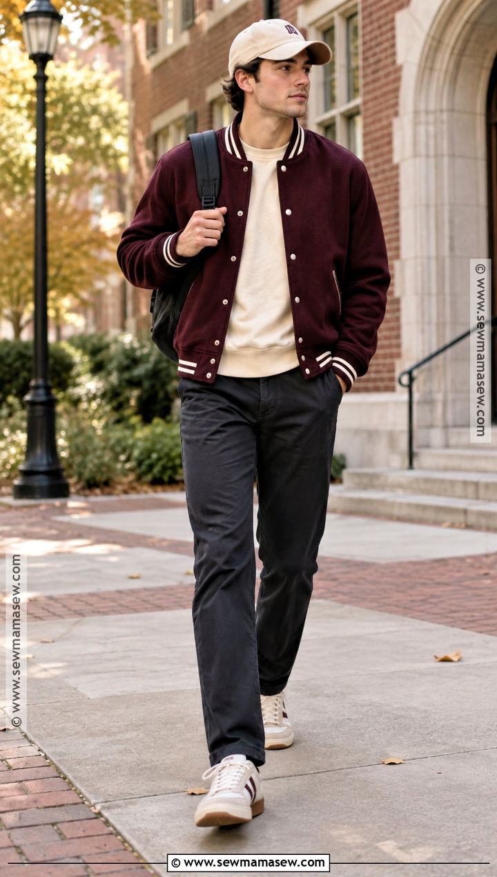 Mens Varsity Jacket Fall Outfit - 15 Fall Aesthetic Mens Outfits