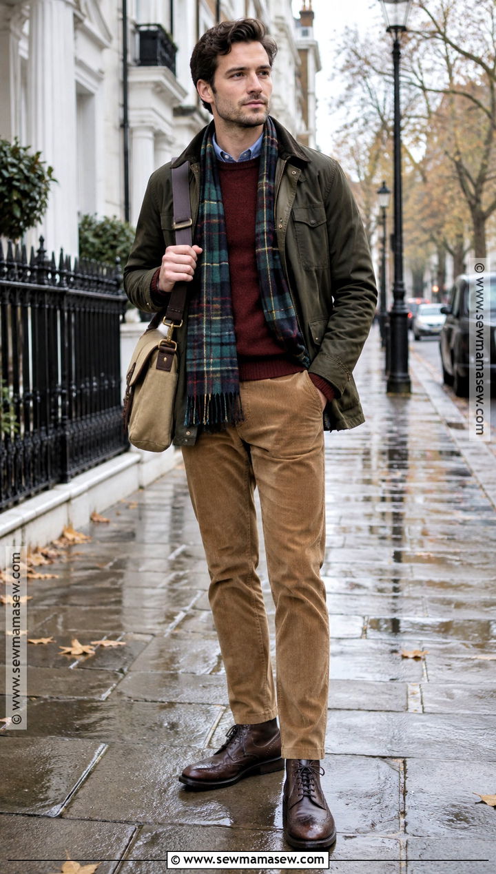 Mens Waxed Jacket London Fall Outfit - 15 Mens Europe Fall Outfits