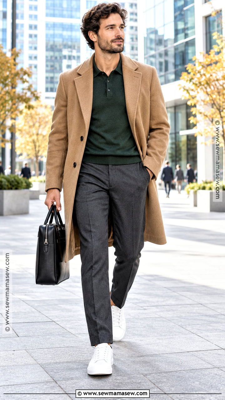 Mens White Leather Sneakers With Wool Trousers - 20 men fall shoes