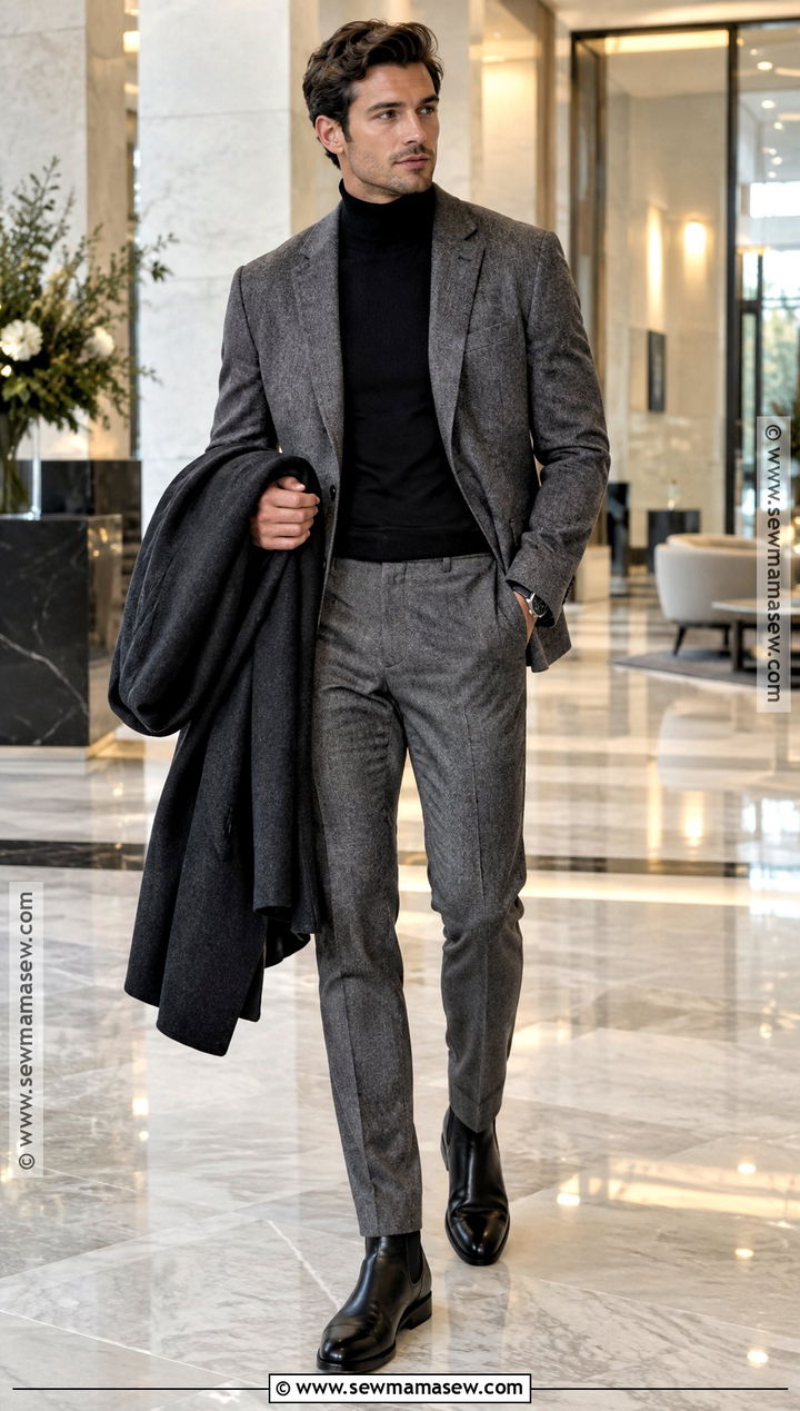Mens Winter Turtleneck Blazer Outfit - 15 mens outfits fall winter