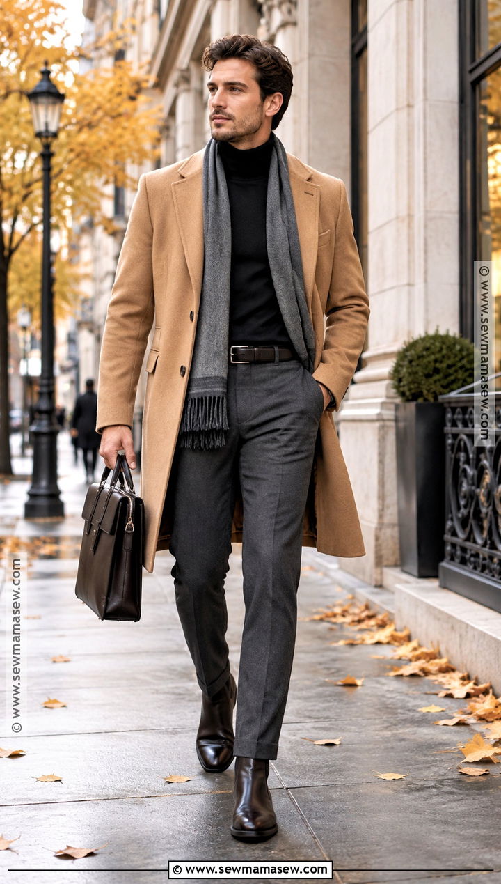 Mens Wool Overcoat Fall Outfit - 15 Fall Aesthetic Mens Outfits
