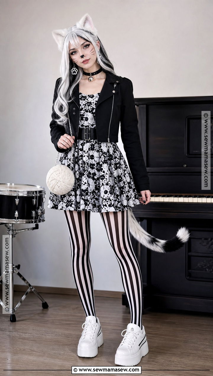 Meowlody Cosplay With Black And White Dress - 45 monster high cosplay ideas