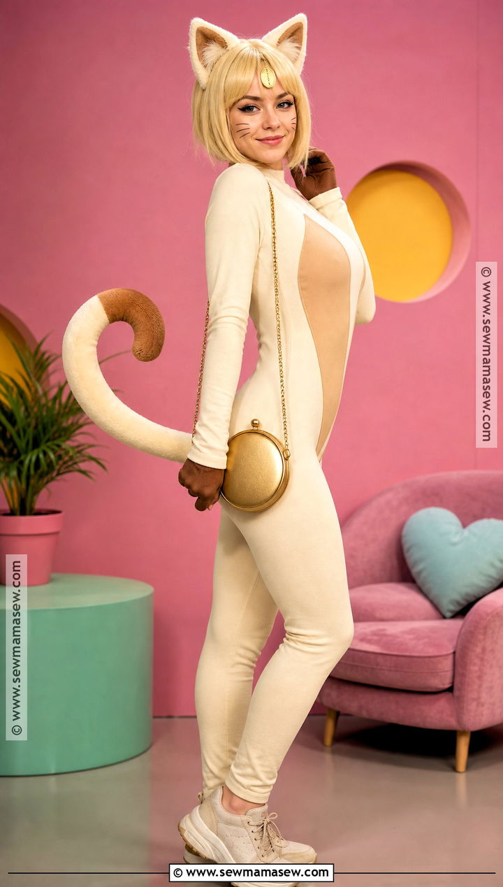 Meowth Costume With Cream Jumpsuit - 30 Pokemon Costumes for Women