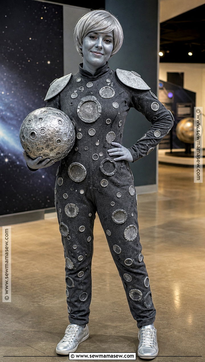 Mercury Solar System Costume With Silver Craters - 30 Solar System Costume Ideas