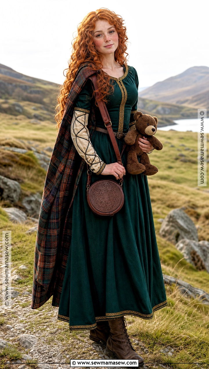 Merida Costume With Dark Green Dress - 30 Disney Characters Dress Up Ideas