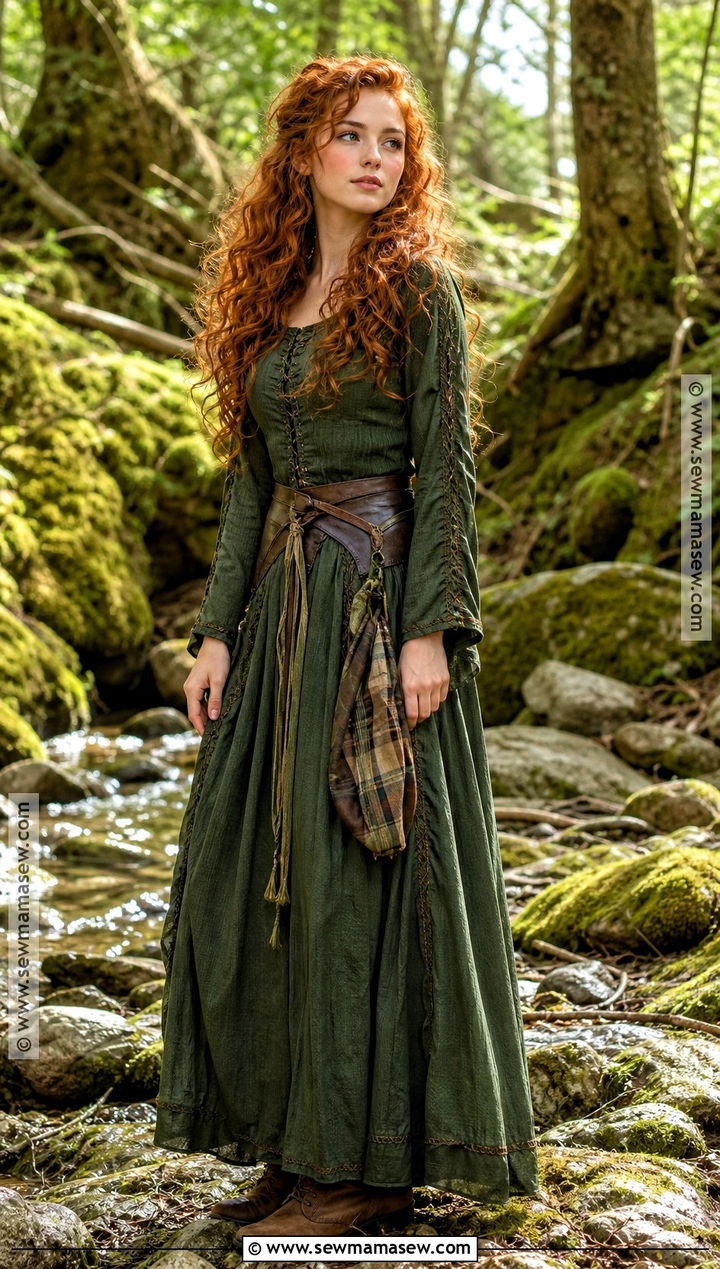 Merida Costume With Green Dress - 40 curly hair halloween costume ideas
