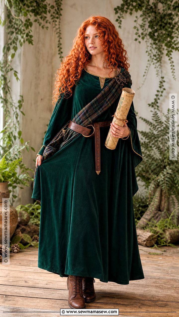 Merida Costume With Green Dress And Red Curls - 30 curly hair costumes