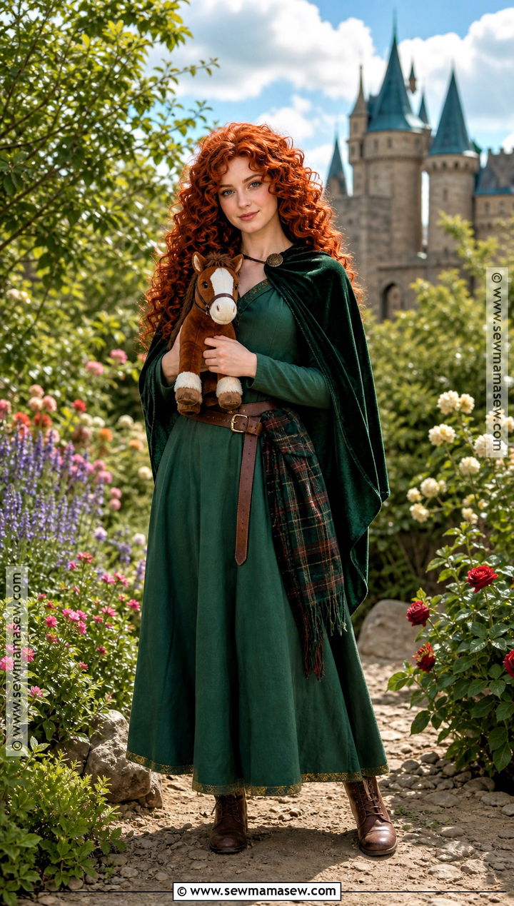 Merida Costume With Green Medieval Dress - 30 dark red hair halloween costumes
