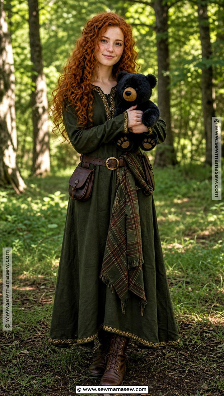 Merida Princess Costume With Dark Green Dress - 30 princess dress up ideas