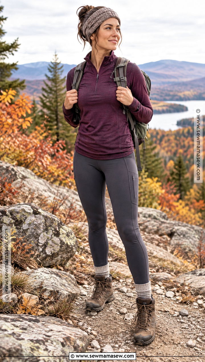 Merino Quarter Zip And Leggings Fall Hiking Outfit - 25 hiking outfit fall ideas