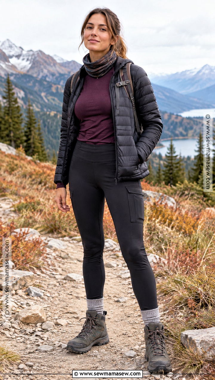 Merino Top And High Waisted Hiking Leggings Outfit - 25 fall hiking outfits
