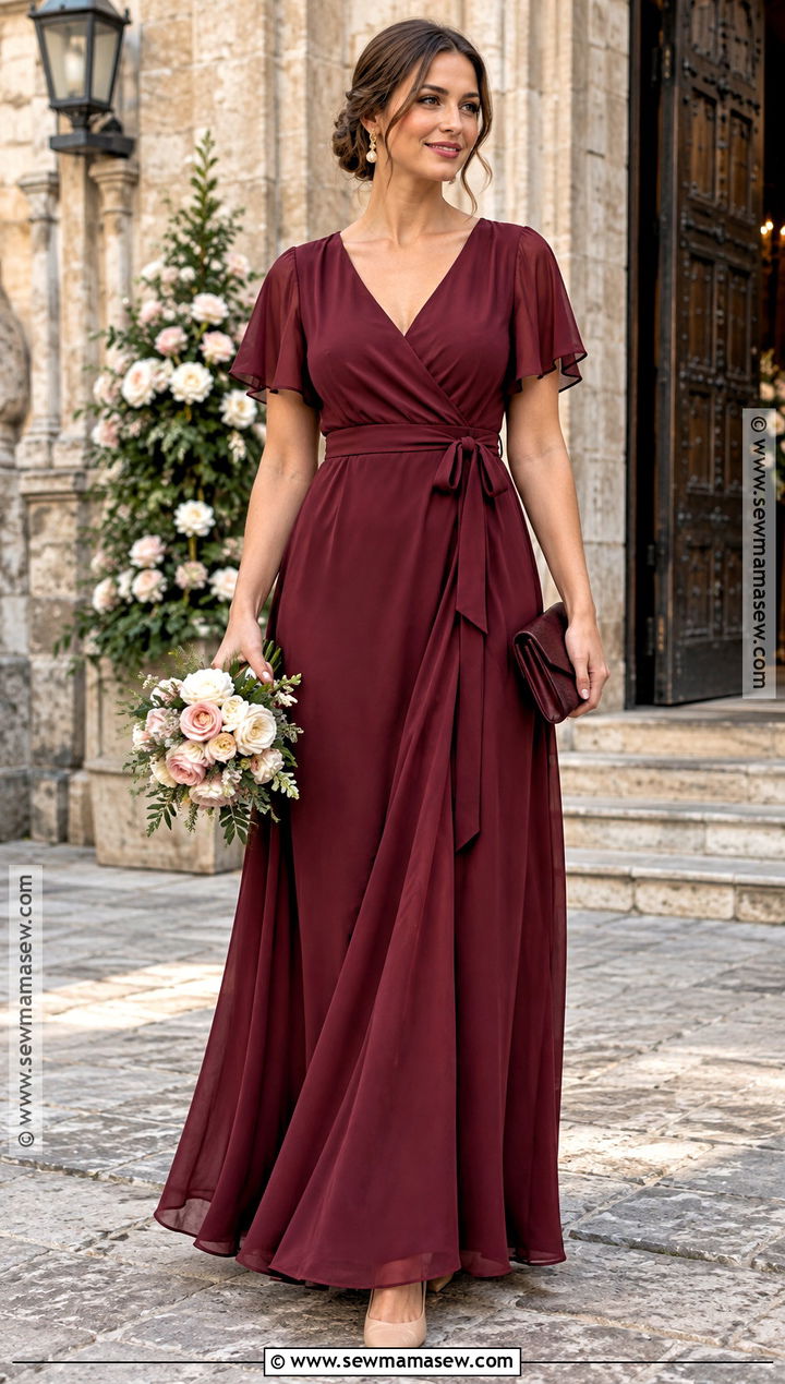 Merlot Wrap Bridesmaid Dress - 15 Fall Red Bridesmaid Dresses