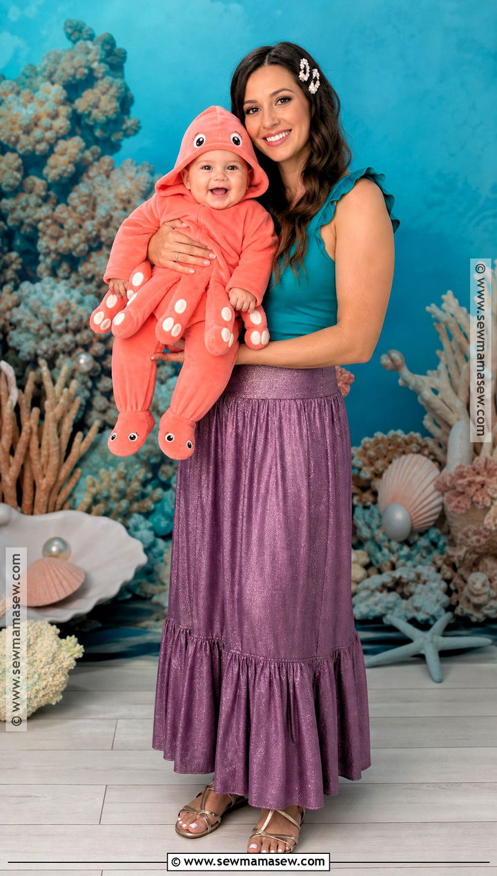 Mermaid And Baby Octopus Costume - 35 mom and baby halloween costumes