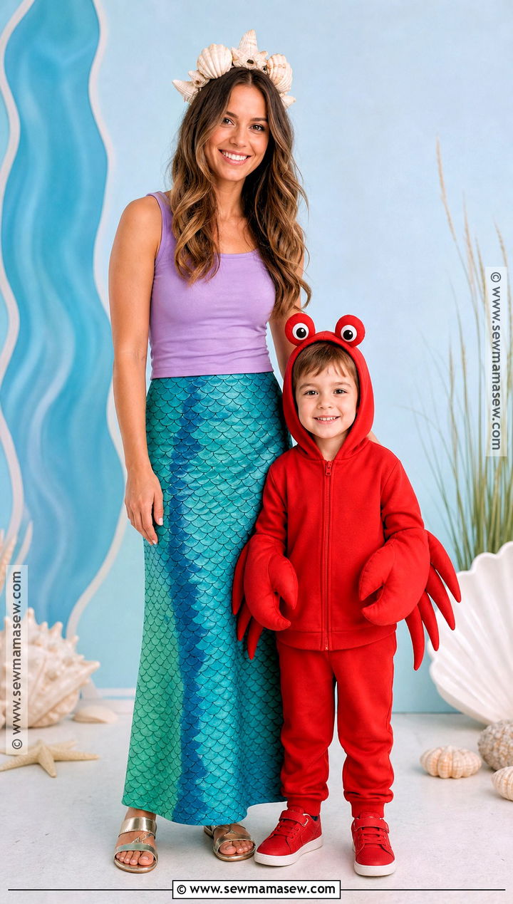 Mermaid And Crab Costume - 30 mommy and son halloween costumes