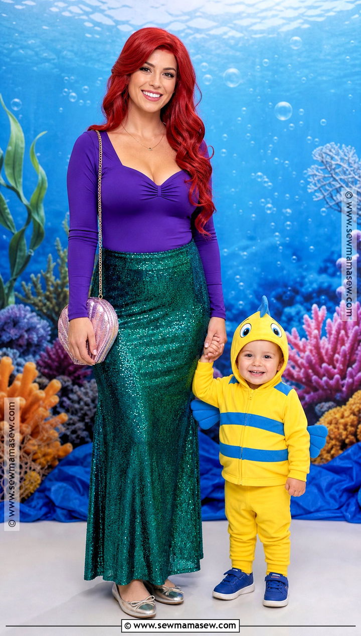 Mermaid And Fish Costume - 30 Mom And Toddler Halloween Costumes