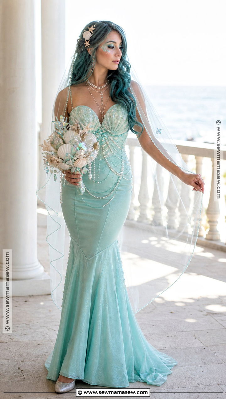 Mermaid Bride Costume With Pearl Accessories - 35 bride costume ideas