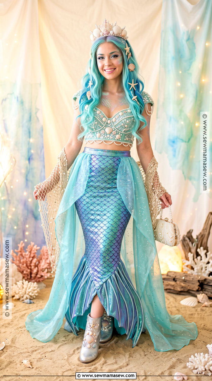 Mermaid Costume With Iridescent Skirt - 40 aesthetic halloween costumes